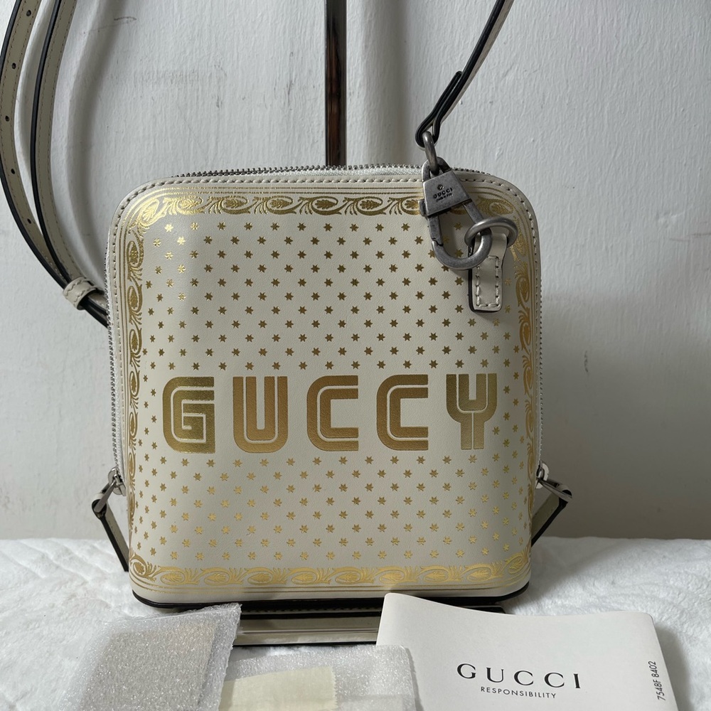 Gucci Mini GuccyWhite and Gold Star Crossbody Bag